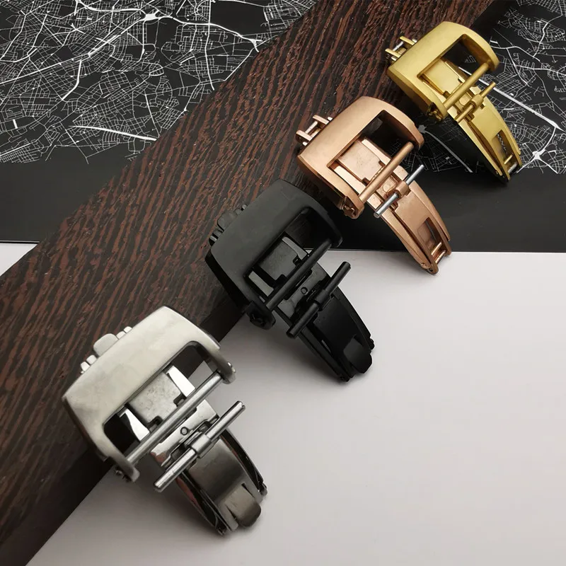 

Butterfly steel buckle size 18mm 20mm Black silver rose Gold Watchband watch band strap buckle For Richard Watch Mille logo on