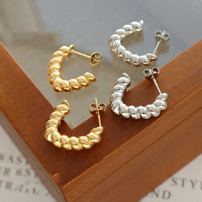 

Hypoallergenic Hoop Earrings Newest Punk Gold Titanium Steel Stripes Earring Circle Fashion Earrings for Women Man Jewelry