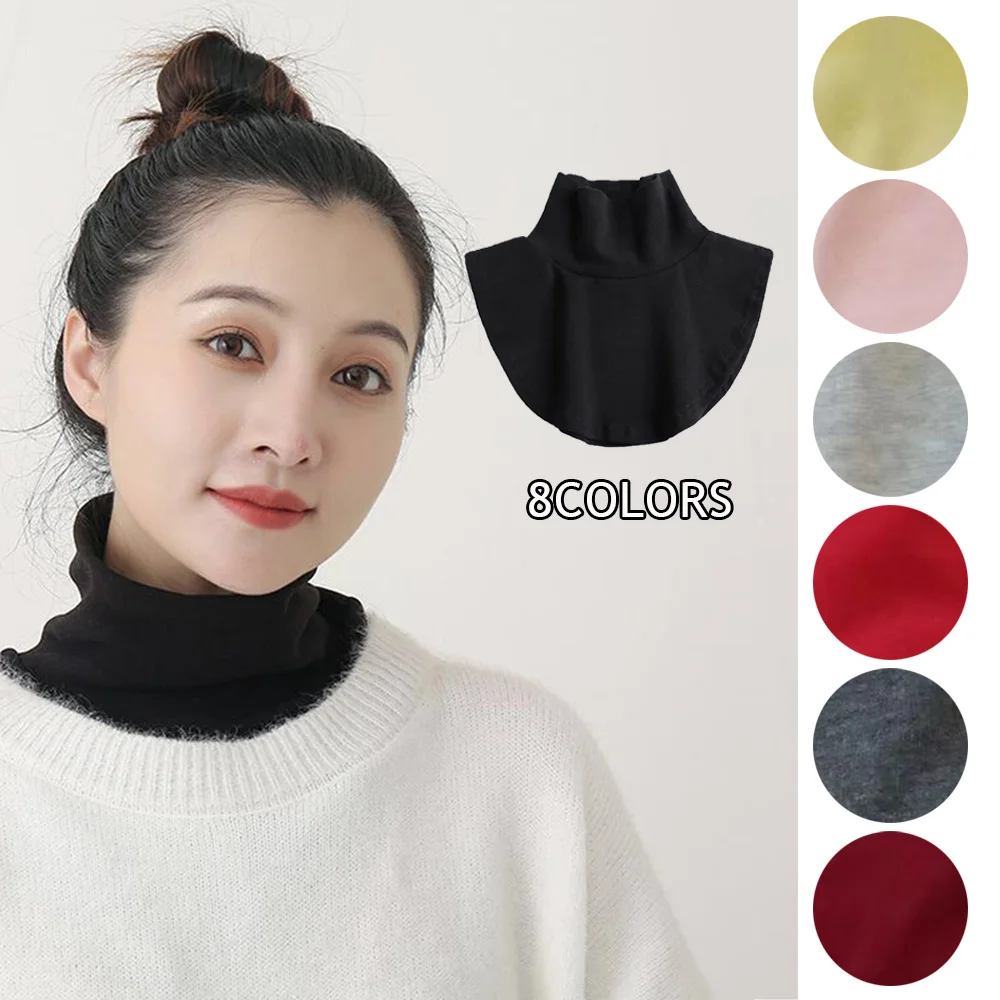 

Fake Collar For Women Men Round Bottoming Dickey False Collar Turtleneck Detachable Cotton Half Top High Neck Cover Loop Scarf