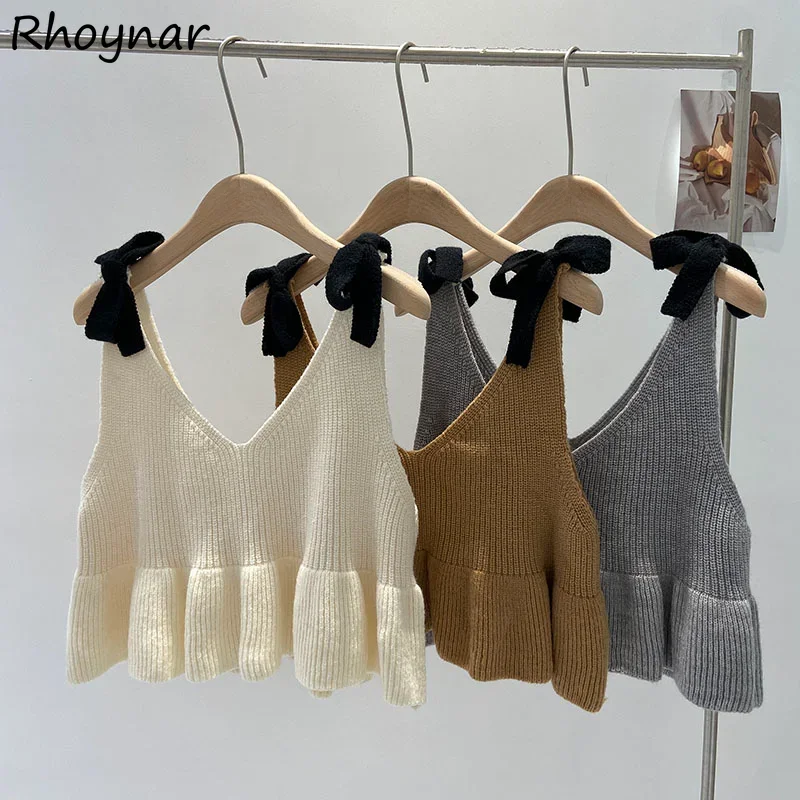 Свитер-жилет женский корейская модная одежда с оборками вязаный нежный удобный