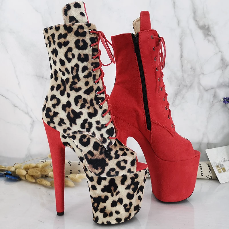 Leecabe 20CM/8inches Pole dancing shoes High Heel platform Boots closed toe Pole Dance boots