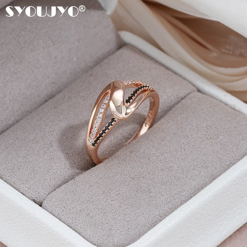 

SYOUJYO Винтажные белые черные кольца с натуральным Цирконом для женщин элегантные 585 цвета розового золота свадебные ювелирные изделия для невесты изысканное кольцо подарок