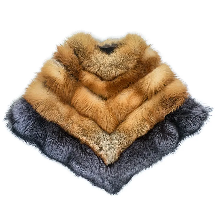 Winter Fox Fur New Color Coat Mid-length Red Fox Silver Fox Cloak Fur Jackets Warm Fur Coats for Women