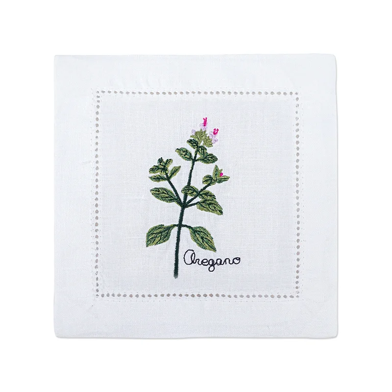 

Льняные столовые салфетки Sanat с вышивкой трав 15x15 см