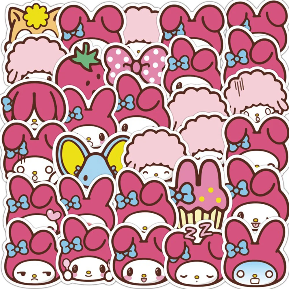 

10/20/40pcs Cute My Melody Stickers Kawaii Girls Decorative Album Diary Laptop Phone Case Graffiti Waterproof Kids Sticker Toy