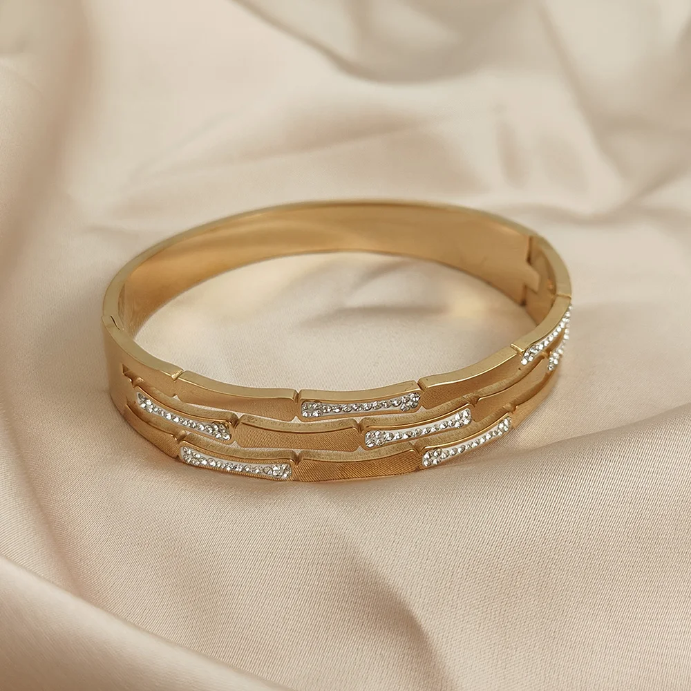 Оригинальный дизайн браслет из нержавеющей стали с золотым покрытием и водяным