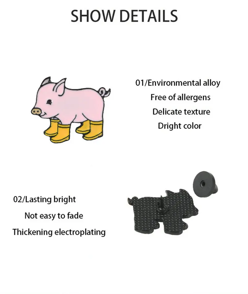 Забавная свинья с дождевыми сапогами эмалированные булавки броши-копилка значок