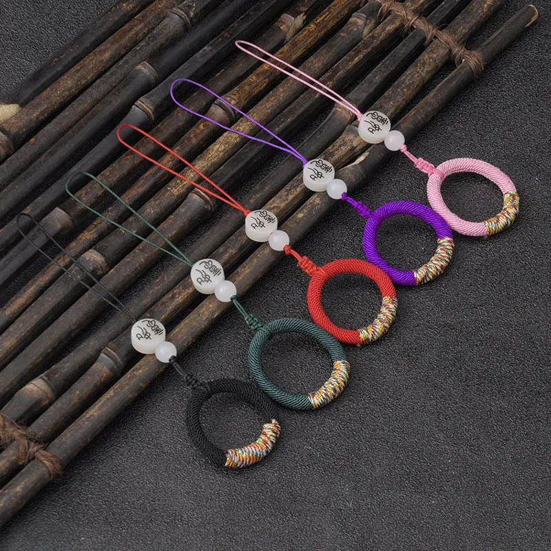

2Pcs Bodhi Ring Buckle Tassels Mobile Phone Lanyard Tassels Hand-woven Gold Wire Winding Pendant Tassels for DIY Graft Making