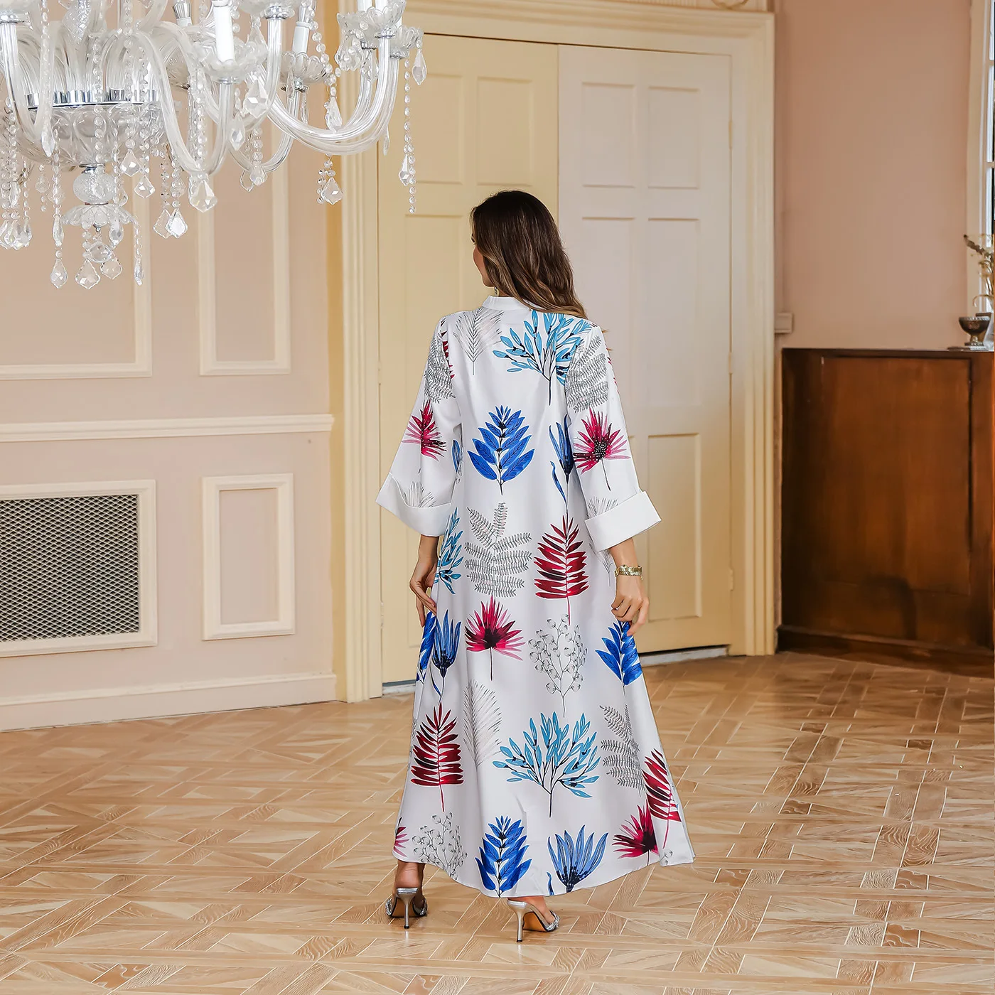 Ид аль Фитр Мусульманская Абая Марокканская Мода Халат Дубай Элегантное