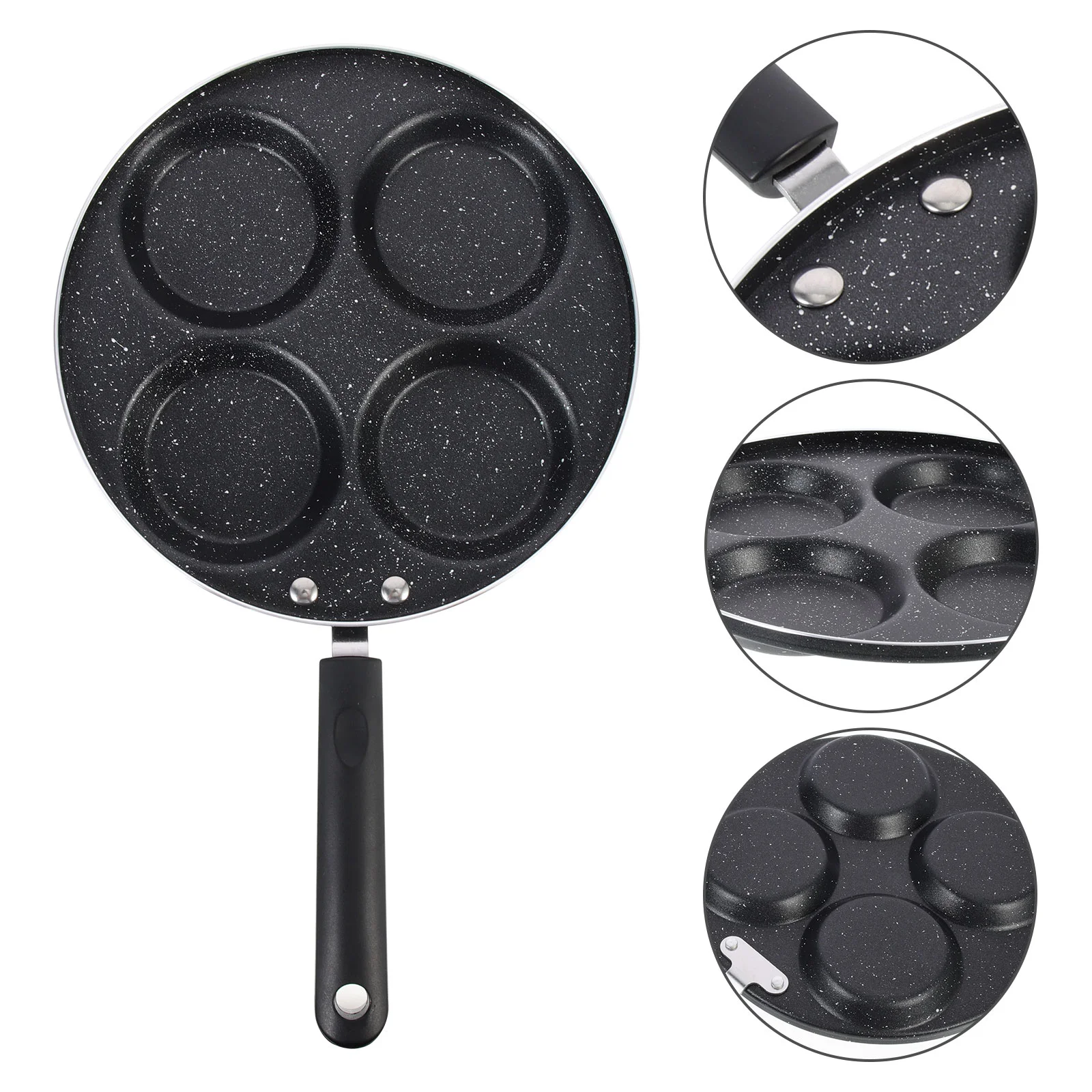 

Pan Egg Frying Pancake 4 Skillet Cooker Omelette Kitchen Cups Nonstick Crepe Omelet Griddle Small Maker Daily Cook Handle Stick