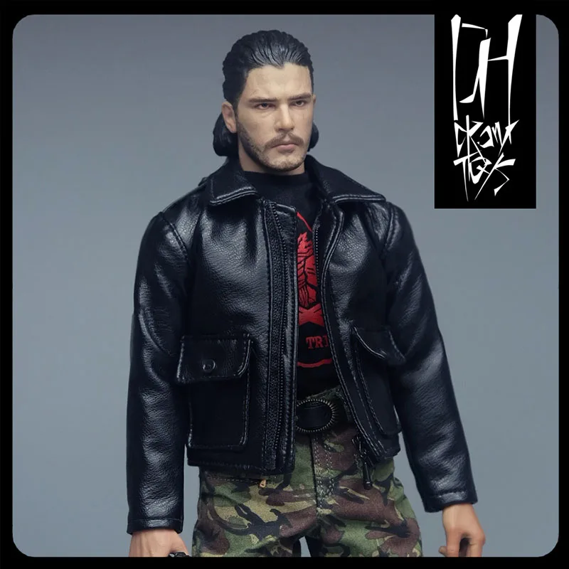 

1/6 Scale CROW DH TOYS Men's Soldier Fashion Slim Leather Jacket Black Coat Fits 12 Inches Action Figure Wide Shoulder Body