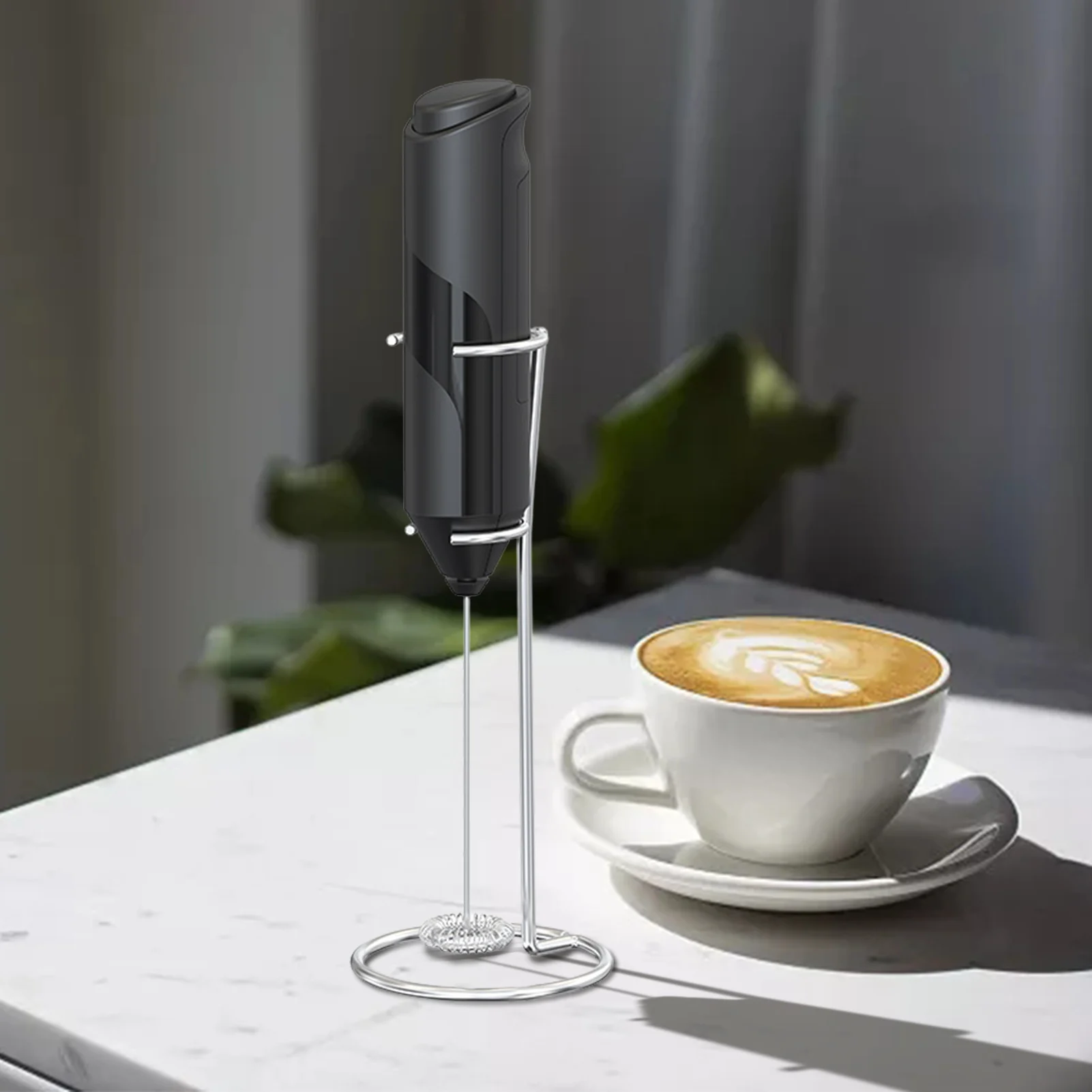 

Электрический пенообразователь, ручной Электрический пенообразователь, беспроводной Миксер для кофе, палочка с держателем, Миксер для нап...