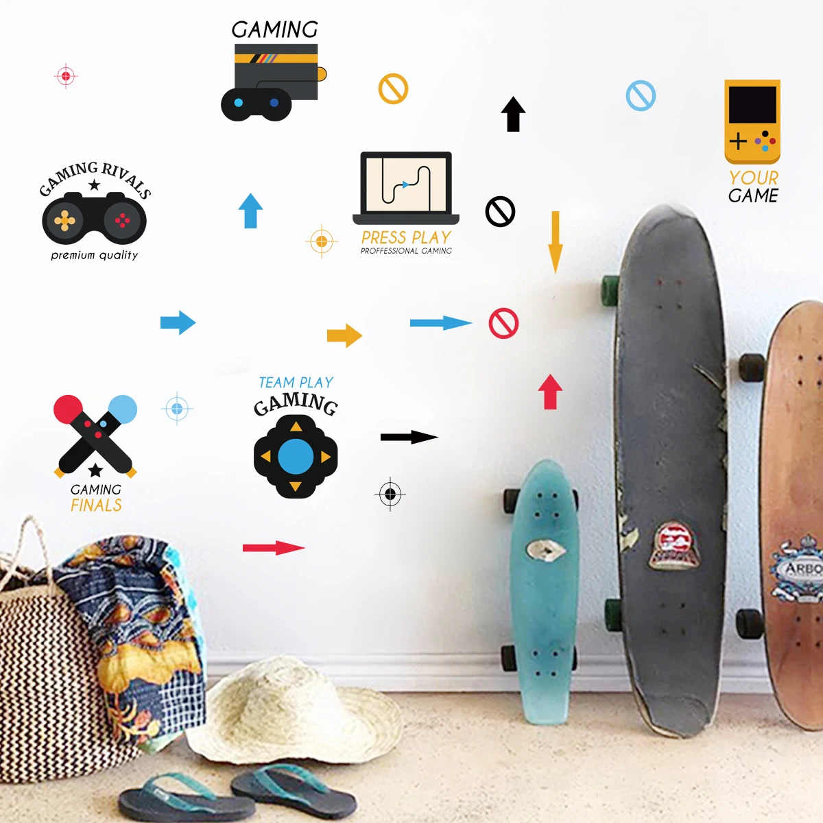 

Игровая Настенная Наклейка для спальни, гостиной, настенное украшение, кино, постеры, дверные наклейки для мальчиков, Декор