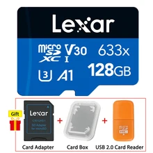Tarjeta Micro SD original de Lexar UHS-I 128 GB 32 GB 64 GB 256 GB 512 GB A1 A2 633X Class10 3D 4K 100 MB/s Flash TF Tarjeta SDXC/SDHC Tarjeta de memoria para cámara/Drone/Smartphone/Laptop/Dash Cam