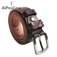 high quality mens 100 italian alps cow leather belt waist strap with anti scratch buckle genuine leather waistband for mens