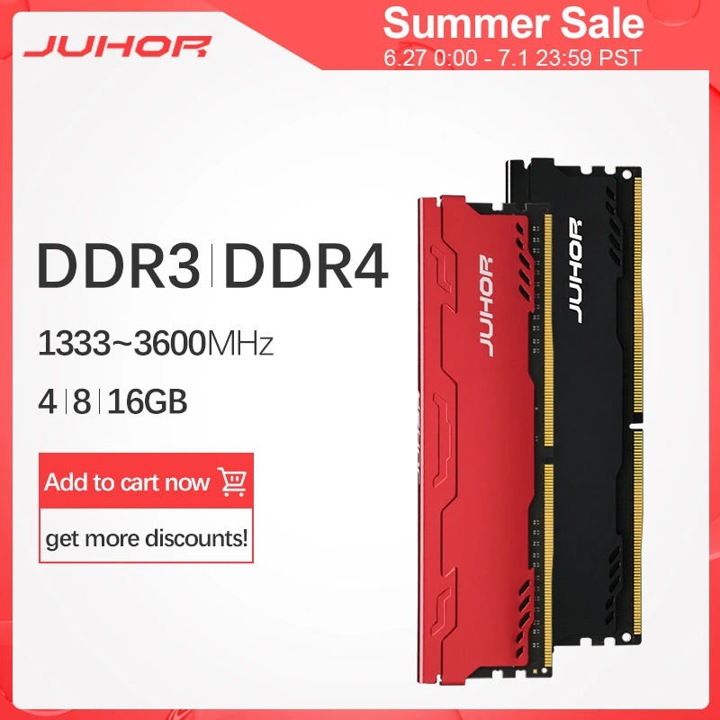 JUHOR Memoria Ram ddr4 16GB 4GB 8GB 32GB Desktop Memory  Udimm 2133 2400  2666  3000 3200 3600 DDR3 4GB 8GB 1600 New Dimm Rams