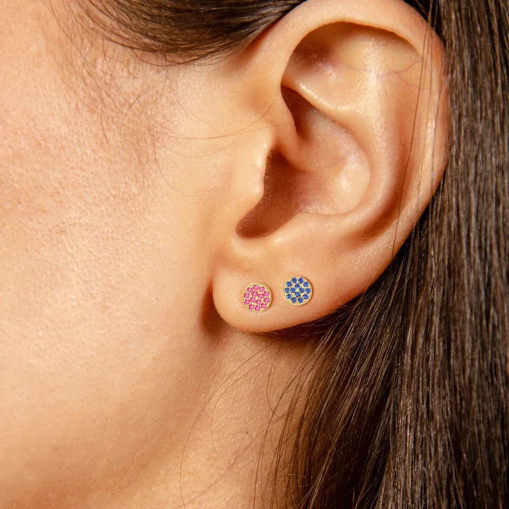 Женские серьги из нержавеющей стали с фианитом серьги-протяжки камнем по месяцу