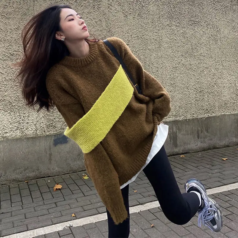 

2022 Autumn New Light Luxury Fashion Retro Japanese Sweater Women Sexy All-match Mid-length Knitted Sweater Tops Boutique