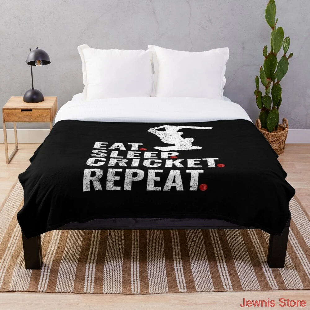 

Eat Sleep Cricket Repeat Throw Blanket Super Soft Printing Family Car and Sofa Bed throws Summer Office Quilts