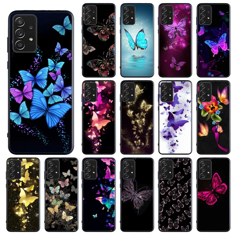 

Phone Case for Samsung Galaxy A73 A53 A13 A22 A12 A32 A71 A21S A33 A52 A72 A02 A03 A51 A31 M31 Beautiful butterfly flower