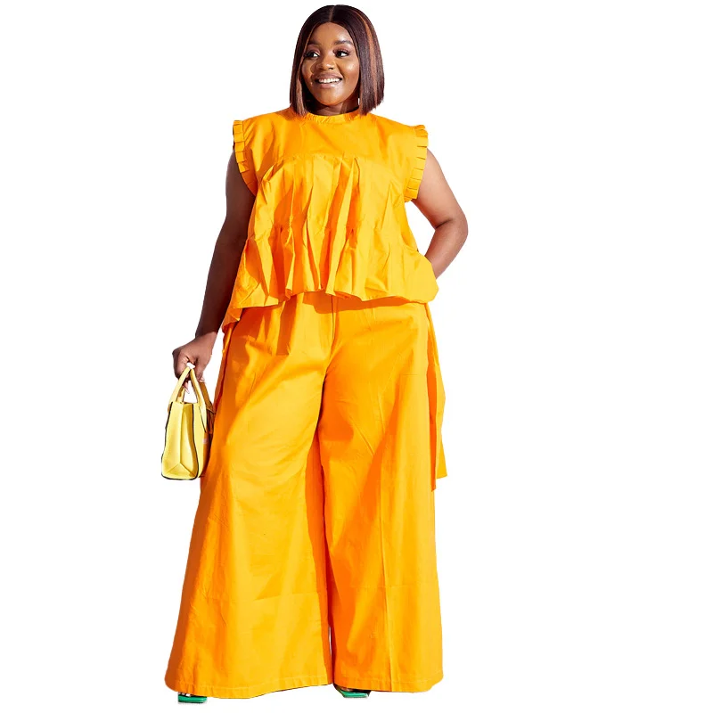 

2023 африканская одежда для женщин, летний элегантный Африканский комплект из 2 предметов из полиэстера без рукавов и длинных брюк, африканская одежда