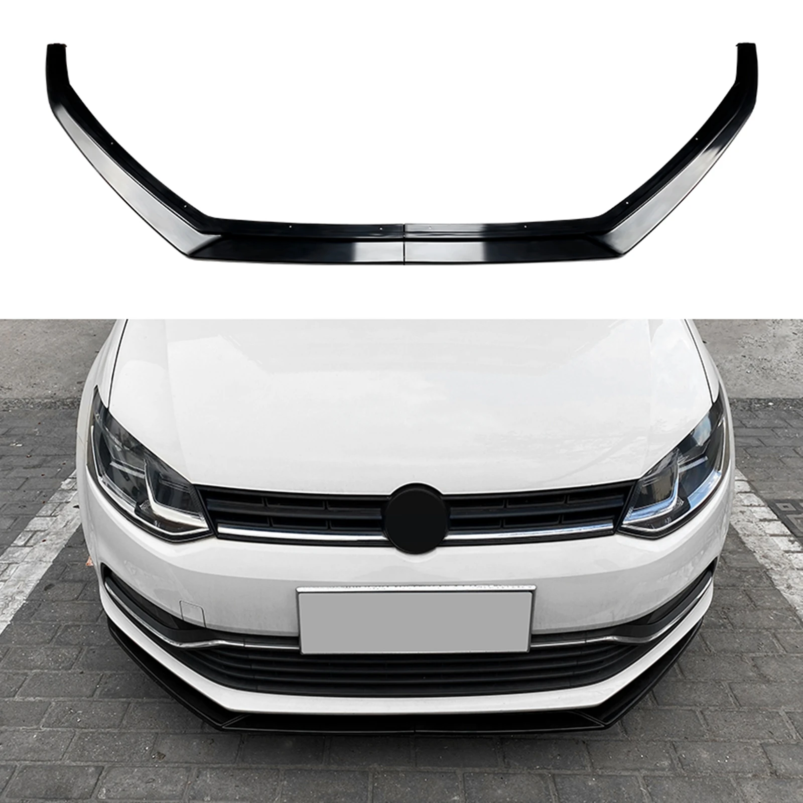 

Front Bumper Spoiler Lip For Volkswagen VW POLO MK5 6R 6C 2009-2017 Glossy Black Car Lower Splitter Blade Guard Plate Cover Kit