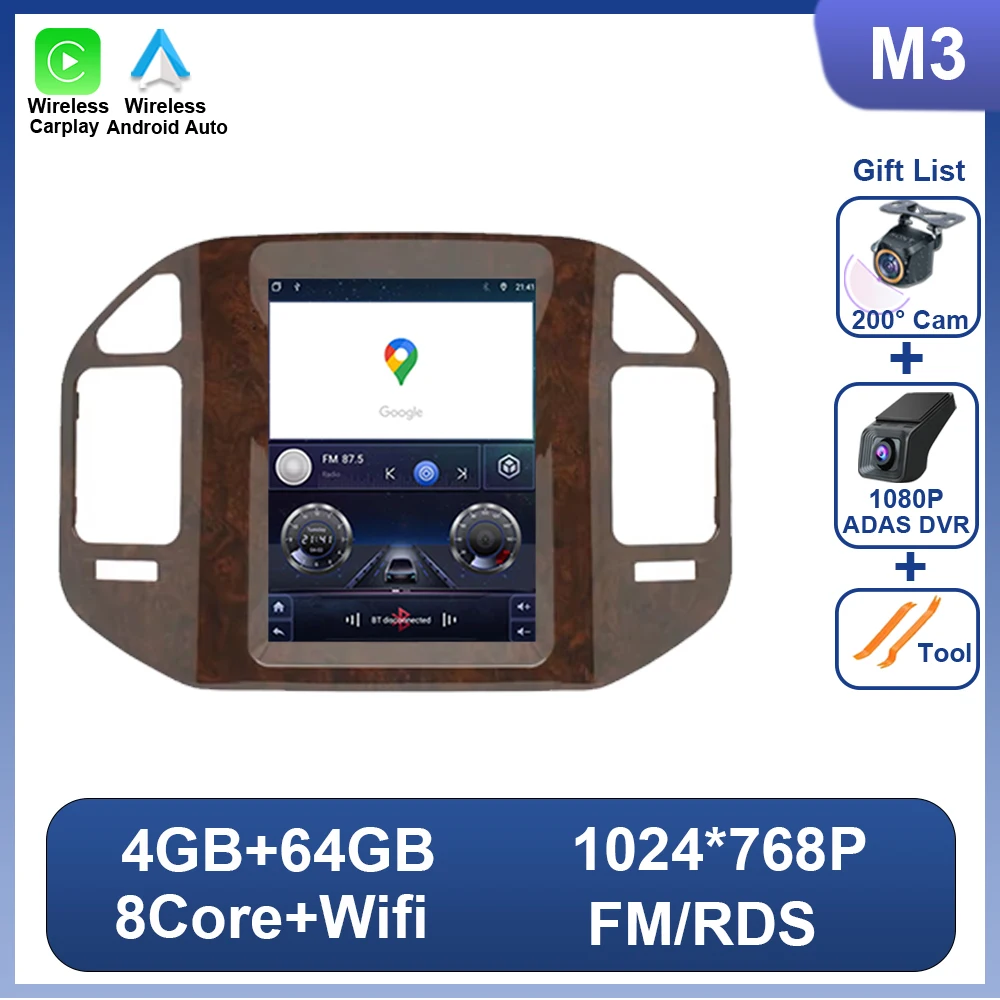 

9,7-дюймовый Android для Mitsubishi Pajero 3 V60 V68 V73 1999-2011 Carplay Автомобильный радиоприемник Мультимедийный плеер GPS-навигация WIFI 2 Din