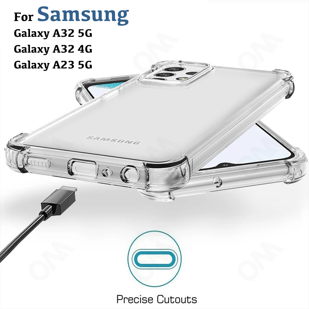 

Кристально чистый чехол для Samsung Galaxy A32 A23 5G 4G, защитный чехол для смартфона, прозрачные противоударные силиконовые чехлы, задняя крышка