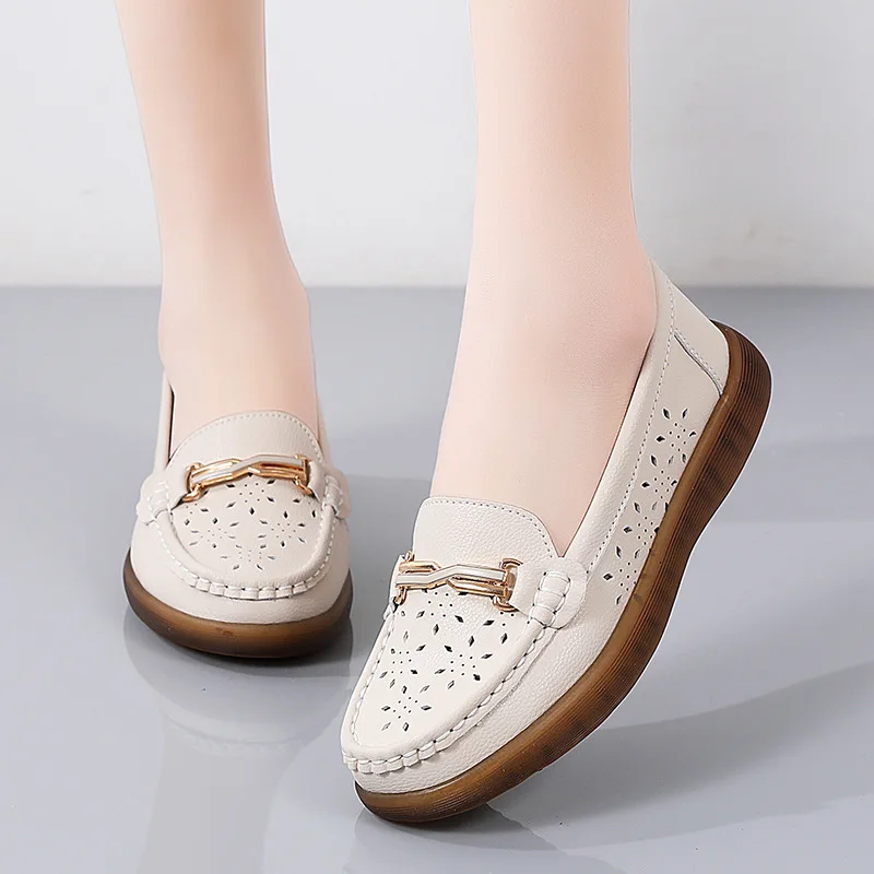 2023 New Women Flats Shoes Women Genuine Leather Shoes Woman Loafers Slip On Ballet Flats Ballerines Flats Walking Plus Size