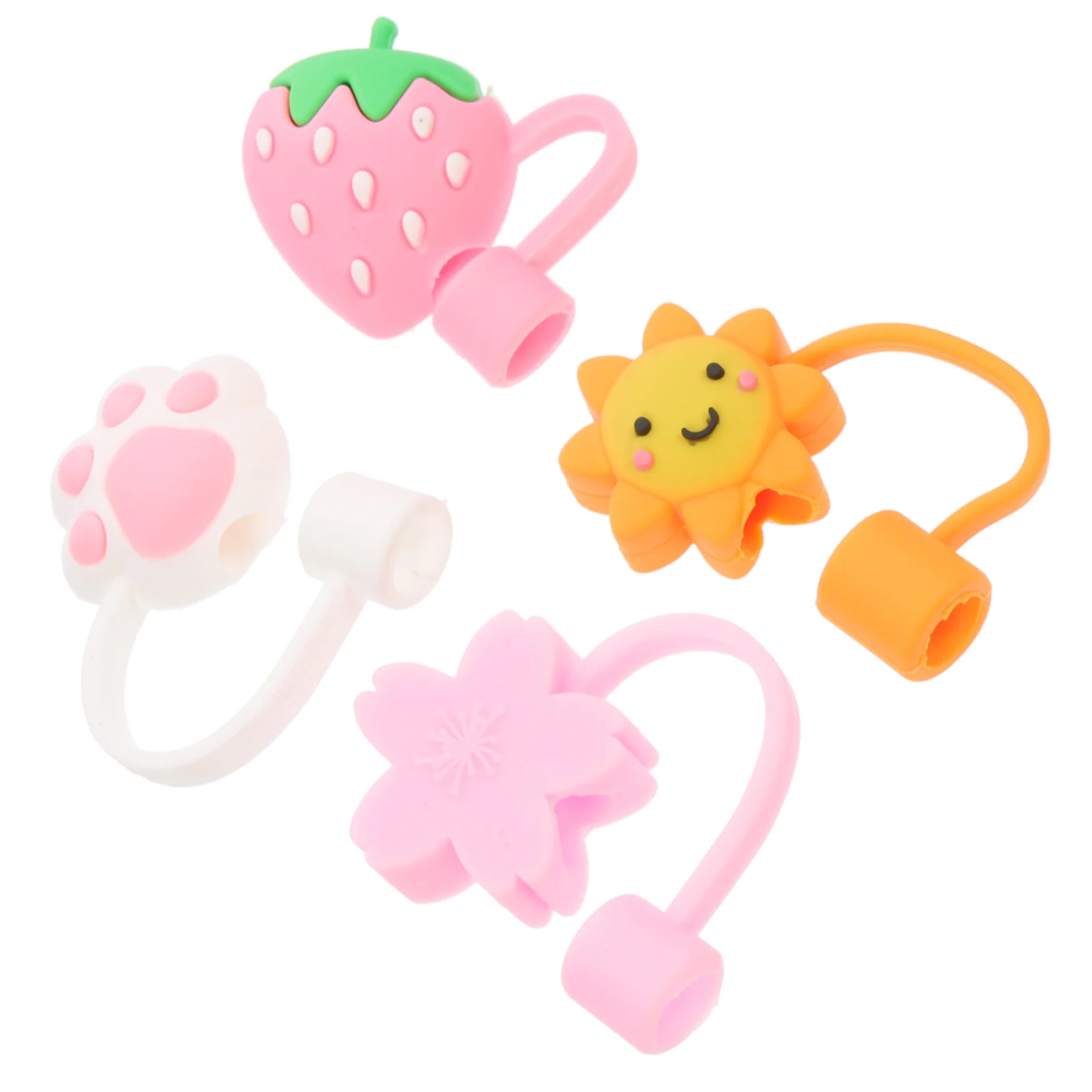 

Straw Covers Silicone Tips Cover Caps Cap Drinking Reusable Toppers Tip Straws Protector Plugs Plug Topper Cute Protectors End