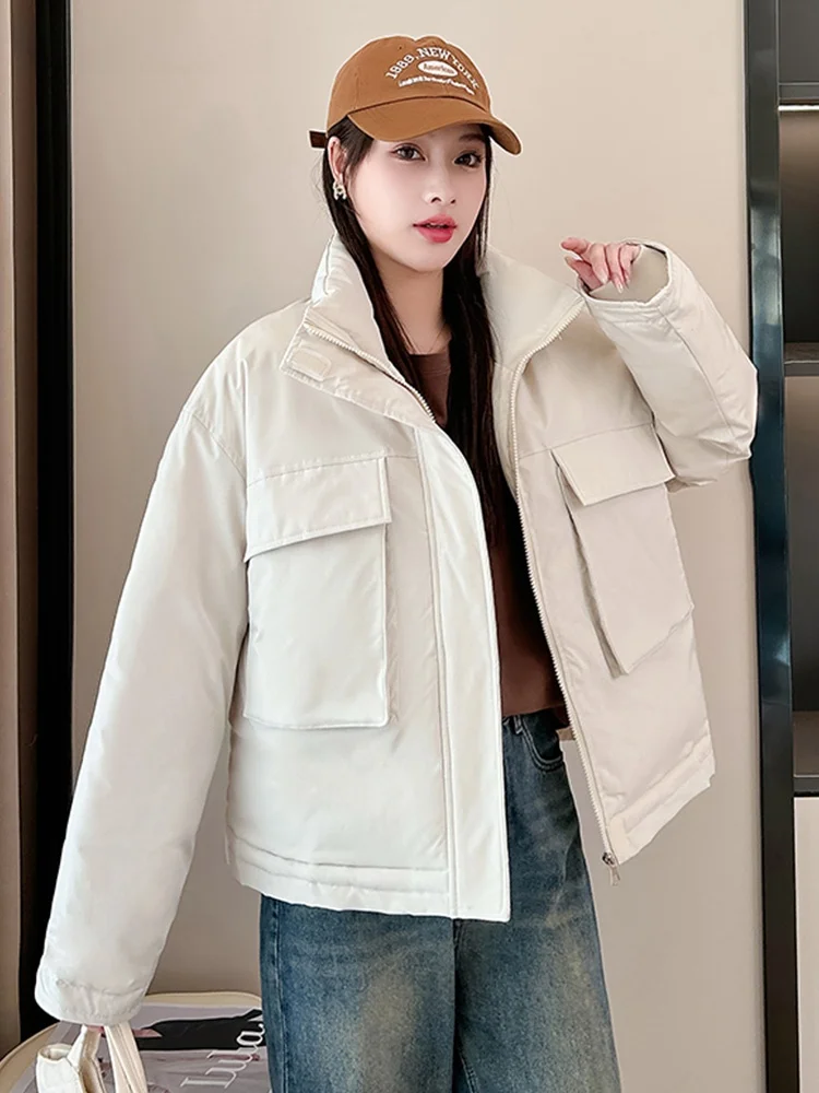 La Chapelle зимнее новое корейское пальто с простым большим карманом и хлопковой