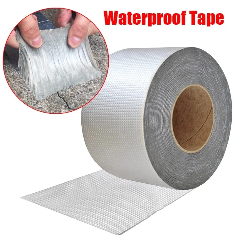 

1 roll Waterproof Tape High Temperature Resistance Aluminum Foil Thicken Tape Wall Pool Roof Crack Duct Repair Sealed Self Tape