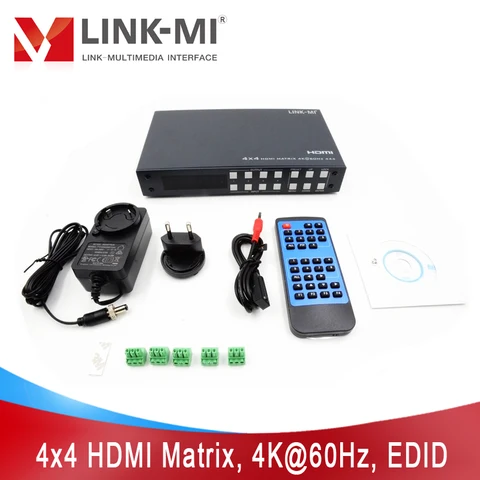 Диагональ 4x4 HDMI матричный переключатель 4K @ 60 Гц Поддержка Аудио Вкл/Выкл с EDID HDR 18 Гбит/с RS232 TCP/IP веб-Графический контроль