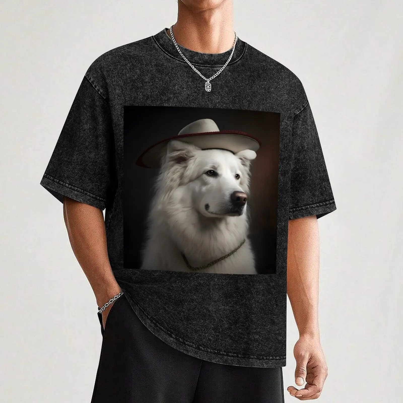 Berger Blanc Suisse с пиратской шляпой футболка большого размера спортивные фанаты