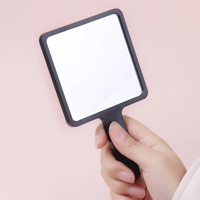 

Ручное зеркало для макияжа, квадратное компактное розовое зеркало с ручкой для макияжа в спа-салоне, 1 шт.