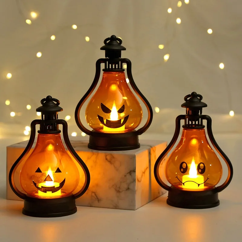 

Horror Halloween LED Wind Light Portable Pumpkin Ghost LED Lantern Bar Desktop Ornament Halloween Decor Props