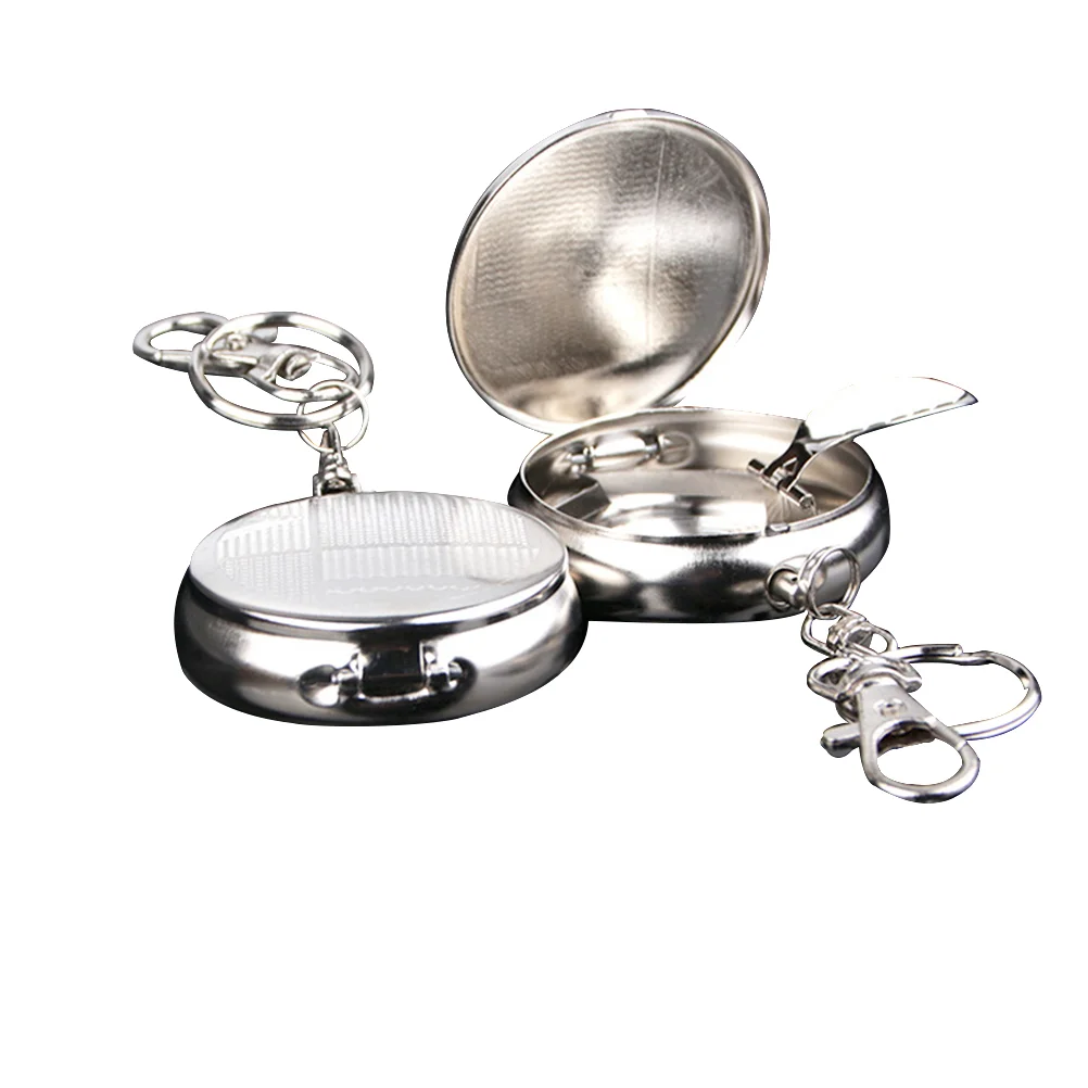 

Ashtray Tray Ash Portable Lid Mini Men Holder Metal Outdoor Pocket Desktop Tiny Chain Key Cigar Ashtrays Gift Tabletop Personal