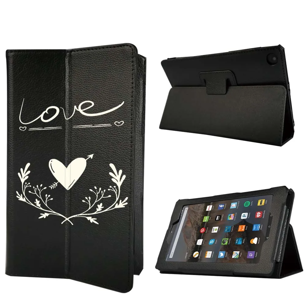 

Flip Tablet Stand Case for Fire HD 5th/7th/9th/HD 8 6th/7th/8th/Fire 7 5th/7th/9th Simple Pattern Back Suppor Protective Case