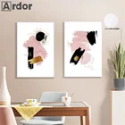 Абстрактный геометрический цветной блок, настенный плакат, принт, розовый, золотой, черный, нестандартный рисунок на холсте, картины в скандинавском стиле, домашний декор