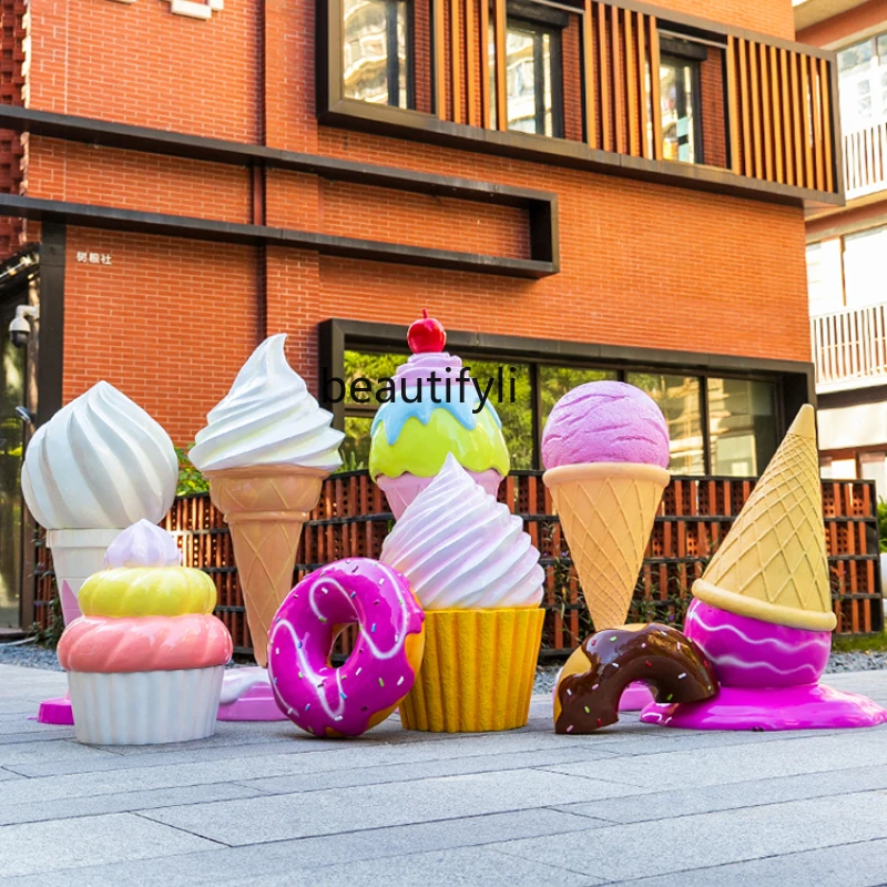 

LBX Cone Combination GRP Sculpture Shopping Mall Large Ice Cream Series Decoration Simulation Ice Cream Decoration