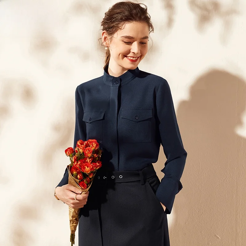 Рубашки с воротником-стойкой женские рубашки длинным рукавом в стиле вестерн