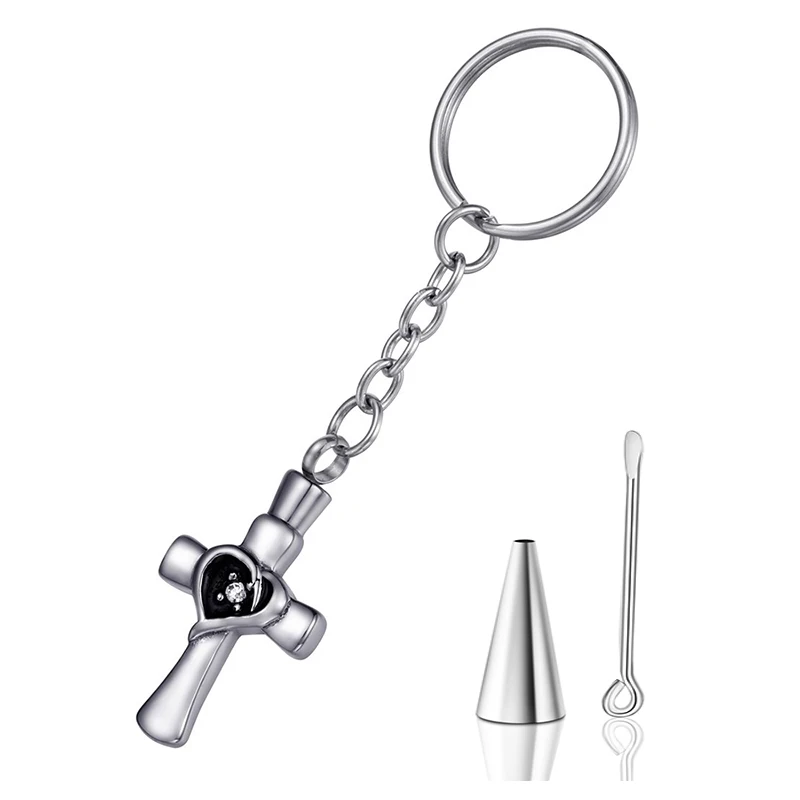 

Stainless Steel Ash Necklace For Human Ashes Ashes Urn Keyrings Cross Love Crystal Cremation Urn Pendant Keychain Dropshipping