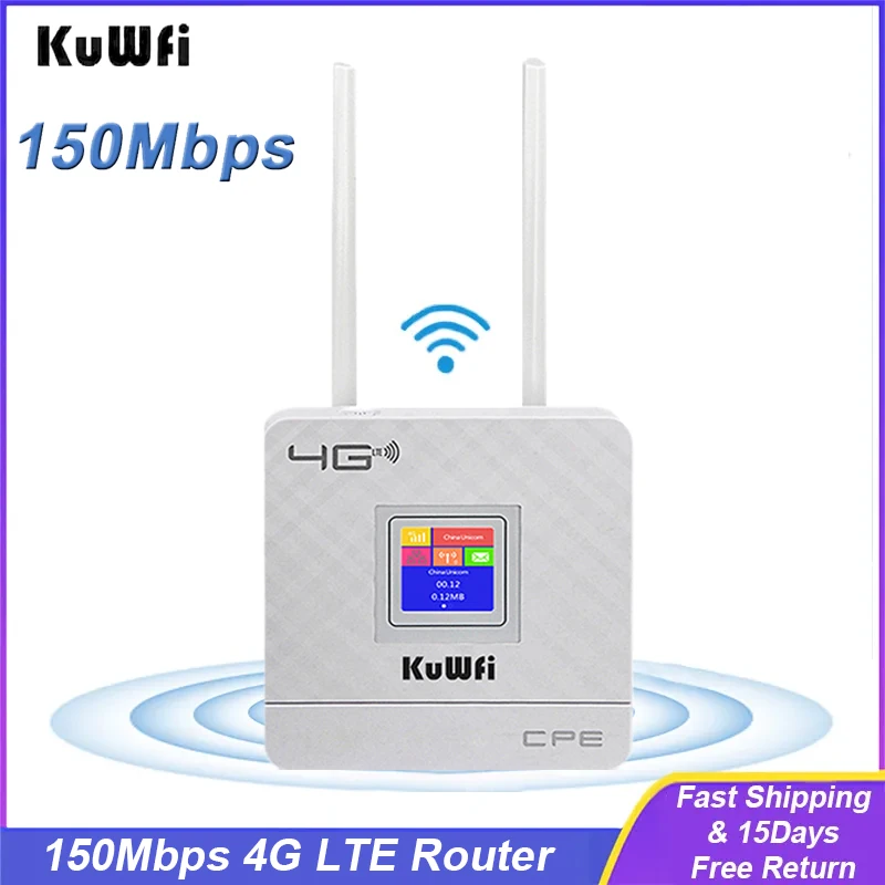 

KuWfi разблокированный 4G Lte маршрутизатор 150Mbps беспроводной Wifi роутер домашний модем с портом RJ45 и слотом для sim-карты высокоскоростная антенна