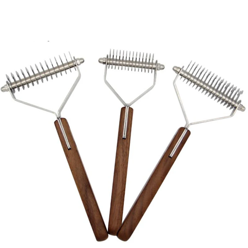 

Benepaw Professional Dog Brush Dematting Gently Efficient Safe Pet Comb Rake Removes Undercoat Knots Wooden Handle Puppy Goomer