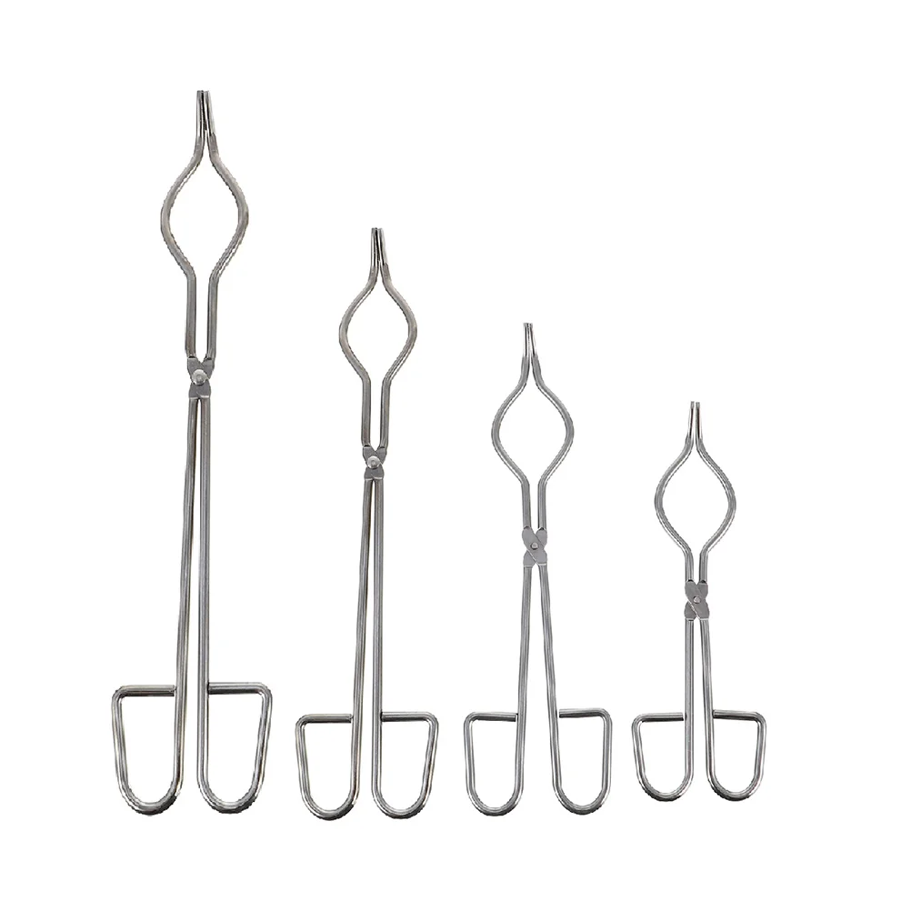 

4 Pcs Crucible Tongs Clamps Beaker Stainless Steel Flask Fixture Laboratory