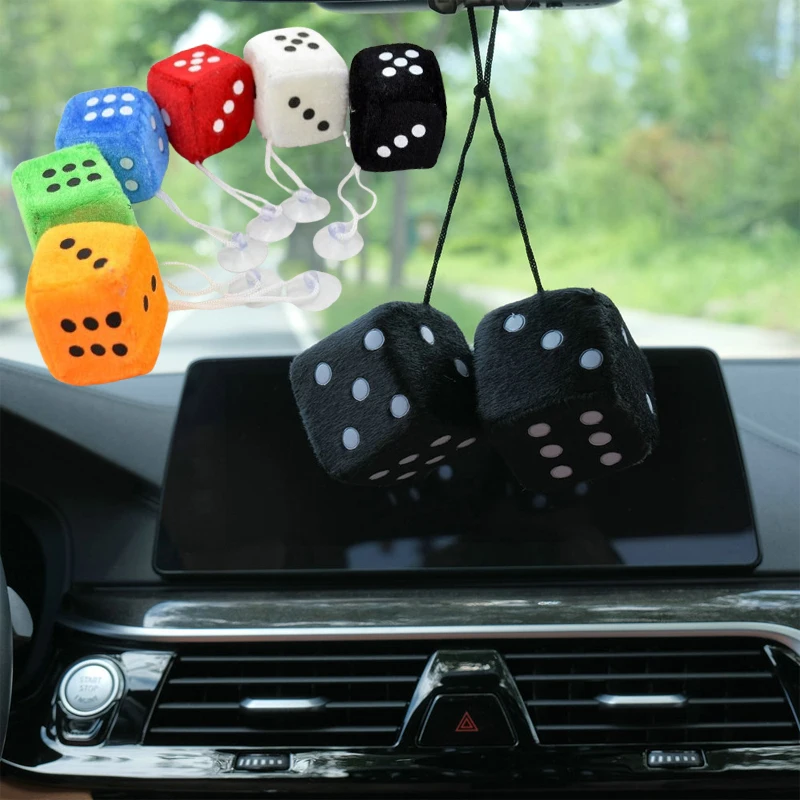 2 шт. автомобильные пушистые кости в горошек для зеркала заднего вида