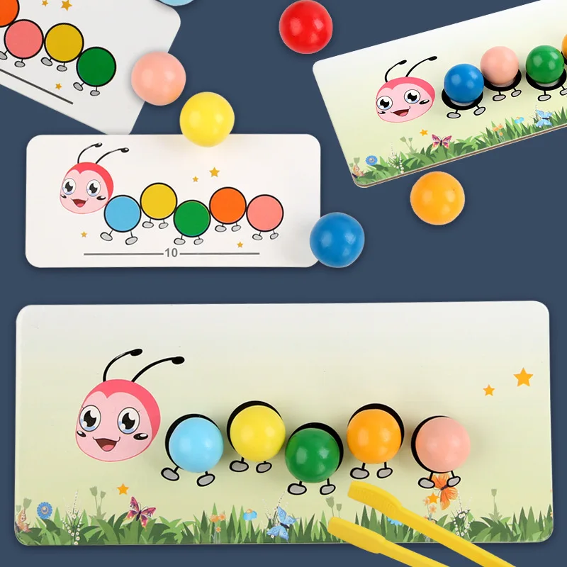 

Wooden Clip Beads Games Montessori Toys Color Matching Parish Learning Set Fine Movement Training Educational Toys For Children
