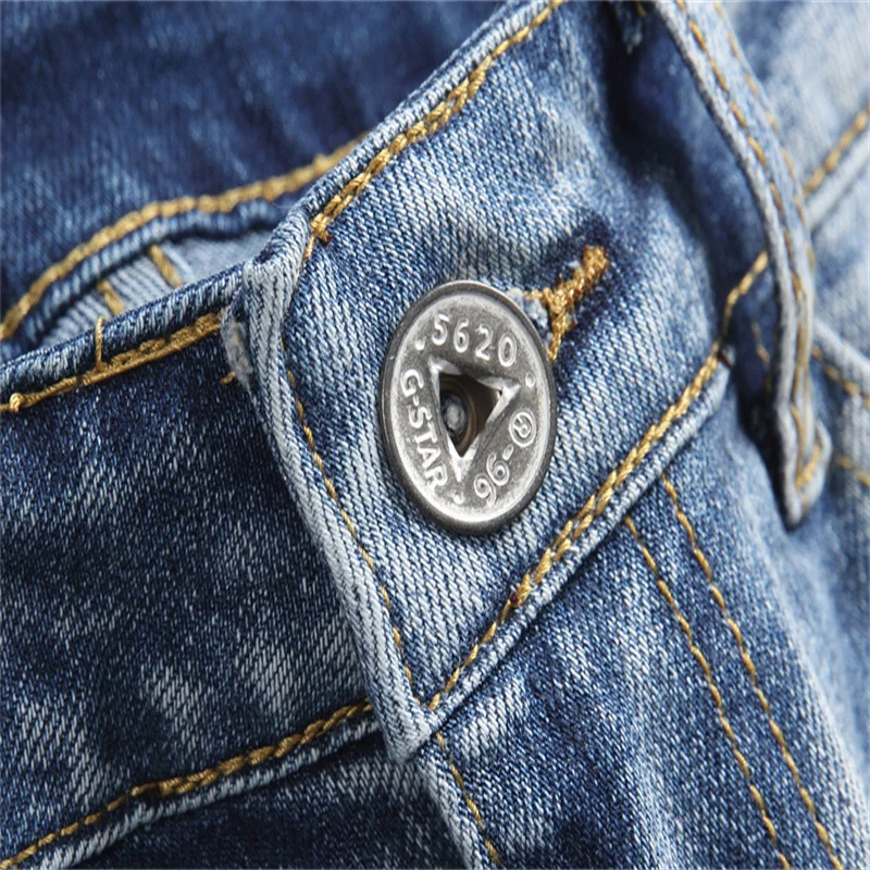 Mens Clothing Designer Straight Oversize Slim Fit Streetwear Casual Man Trousers Pencil Pants Ripped Brushed Denim Skinny Jeans