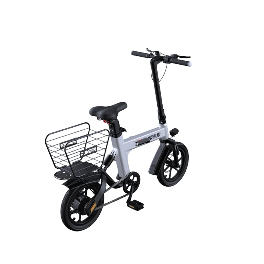 

14 Inches Electric Bicycle 36 Volts Folding Bike Small And Portable Daily Commute Aldult With Storage Basket Magnesium Alloy