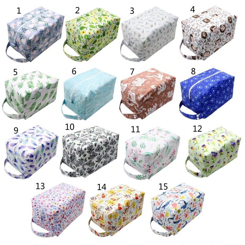 

Q1FE Reusable Cloth Diaper Wet Dry Bags Large Hanging with Buttons for Stroller Waterproof Pod Cloth Diaper Bag